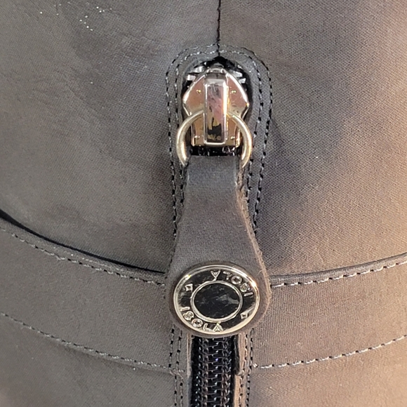 Isola Adora Carbon Brown Metallic Leather Knee High Cuffed Fashion Boot Size 7.5 - Picture 7 of 14